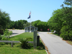 the main entrance road and entry station in First Landing State Park